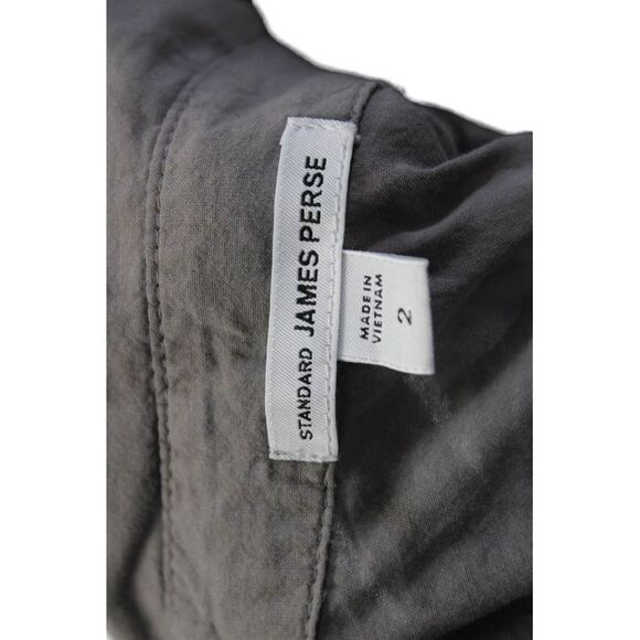 Standard James Perse Womens Button Down Long Sleeves Shirt Gray Cotton Size 2 - Picture 4 of 5